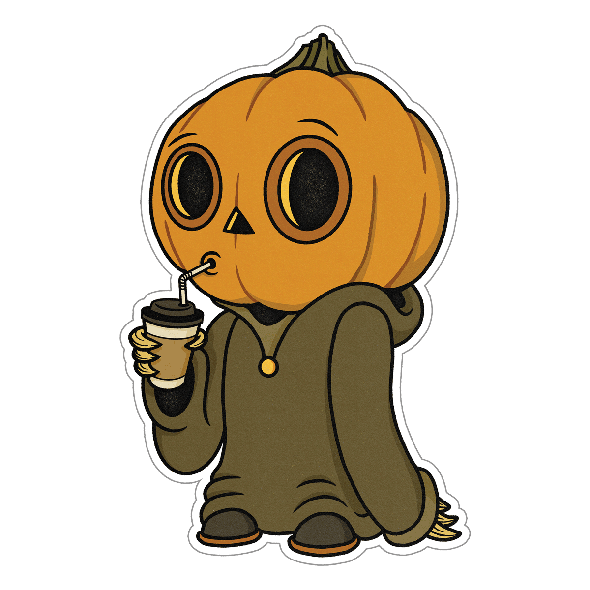 Lil' Pumpkin Person Latte Sticker