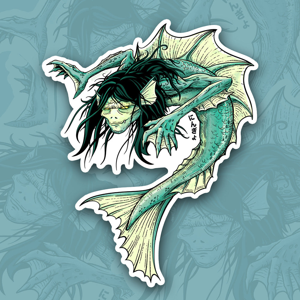 Japanese Mermaid, or Ningyo, Yokai Sticker.