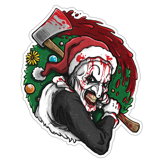 Art the Clown Christmas Wreath Sticker