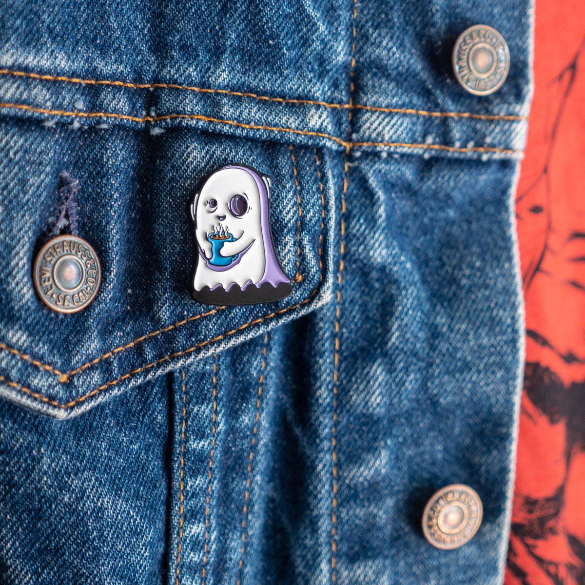 Joe the Coffee Ghost Enamel Pin