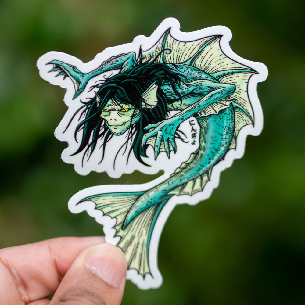 Japanese Mermaid, or Ningyo, Yokai Sticker. 