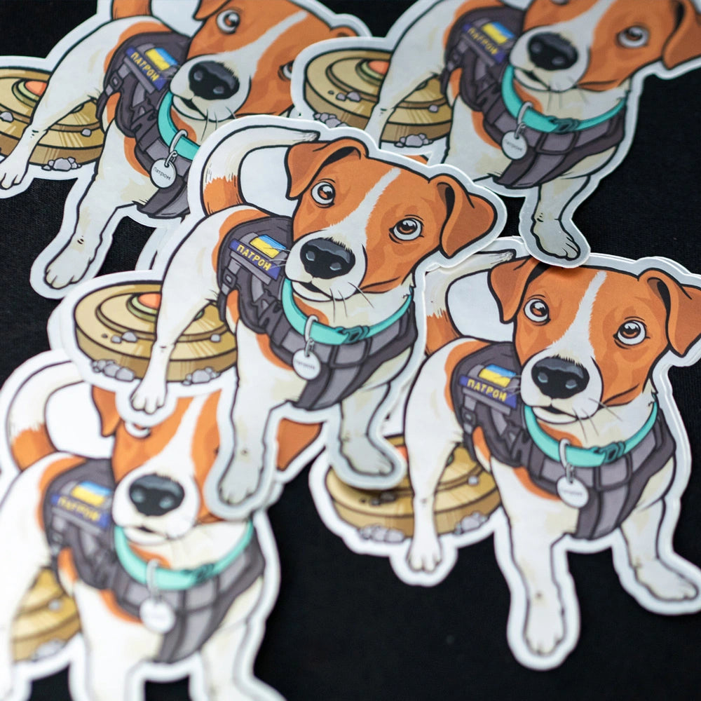Patron the Dog Sticker, All Proceeds for Charity – Splitplug Art